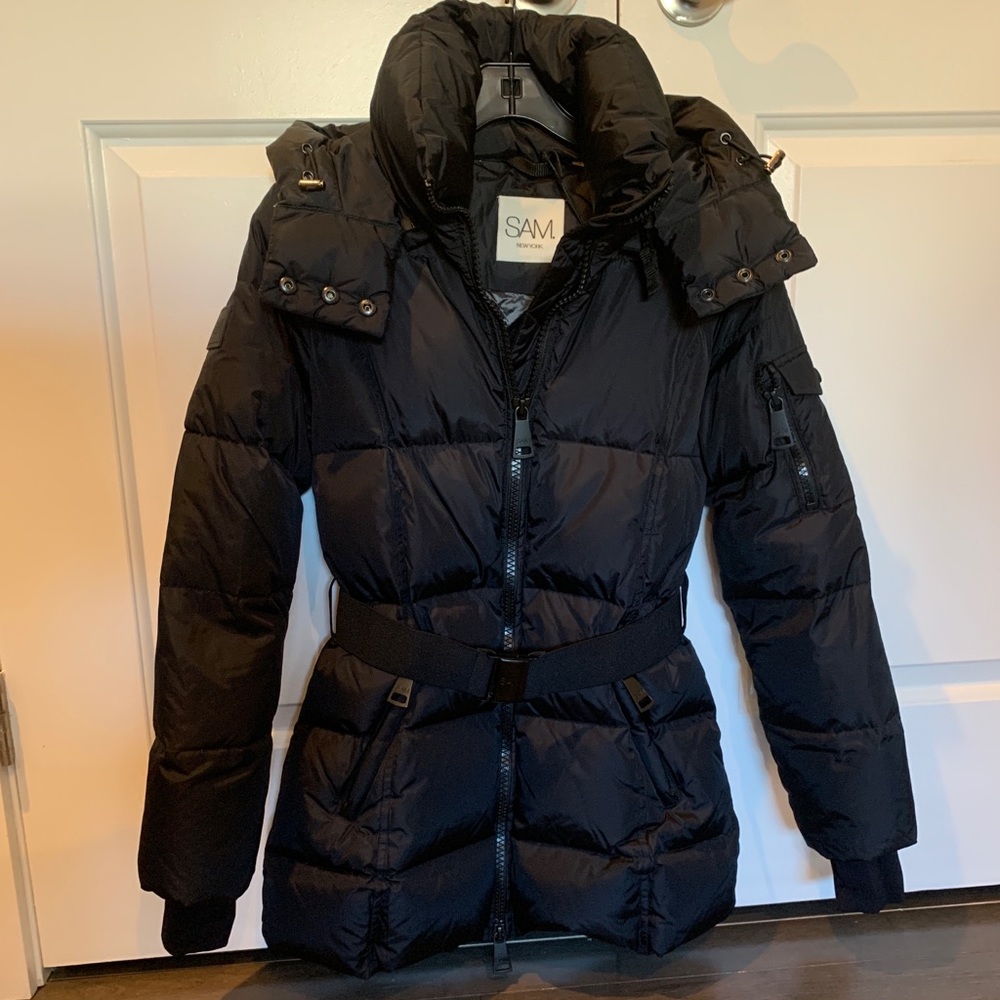 SAM. Soho Belted Puffer Jacket / Coat Matte Black